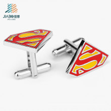 Free Design Wholesale Alloy Enamel Custom Superman Cufflink for Promotion